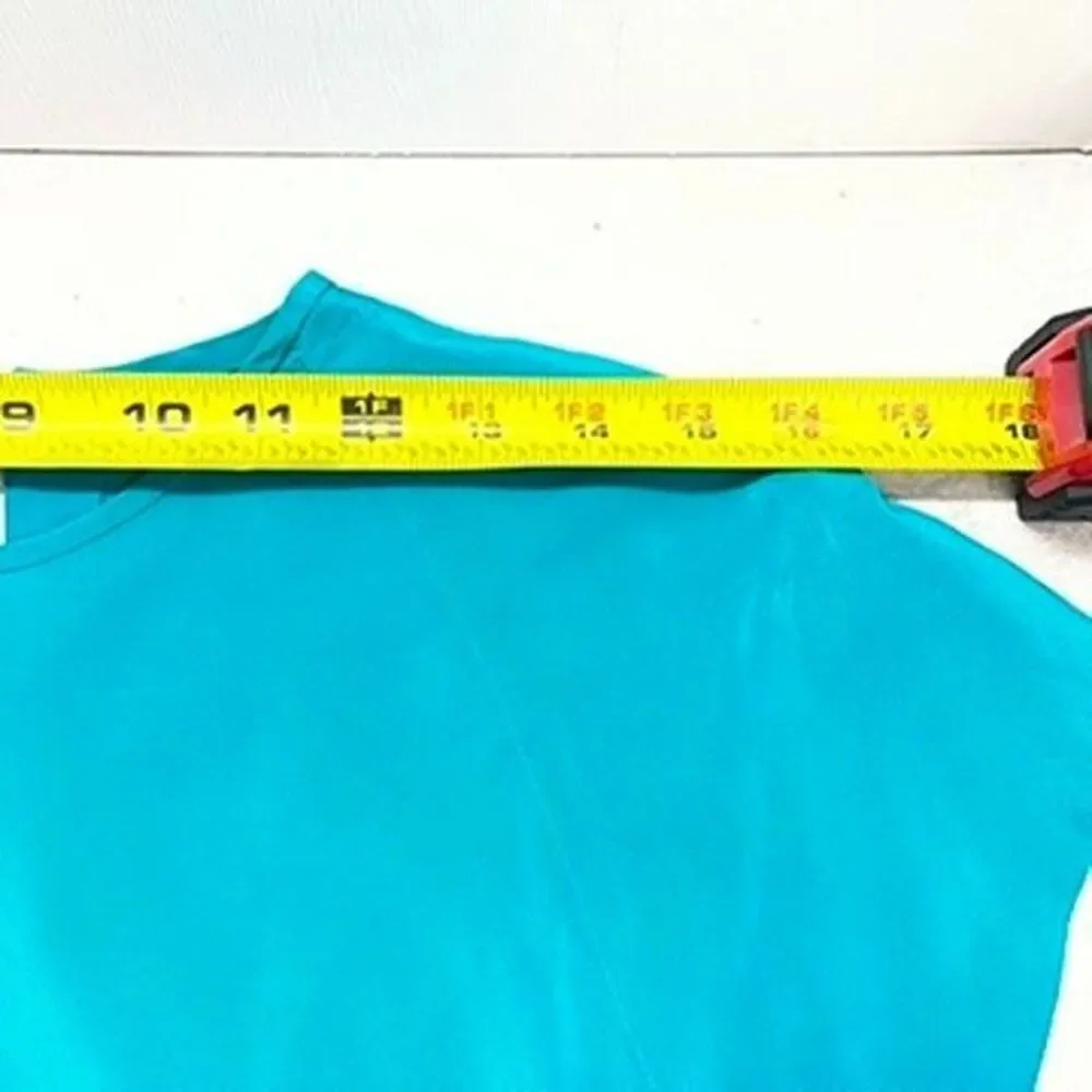 Silk Studio Petite By Claude Bennett Flutter Sleeve Teal Silk Top Womens Size XS